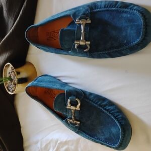 Salvatore Ferragamo Men's Blue Suede Loafers